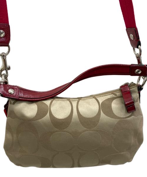 COACH（コーチ）COACH (コーチ) ショルダーバッグ ベージュ×レッドの古着・服飾アイテム