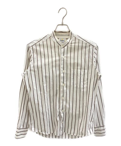 giannetto（ジャンネット）giannetto (ジャンネット) 長袖シャツ ホワイト×ブラウン サイズ:39の古着・服飾アイテム