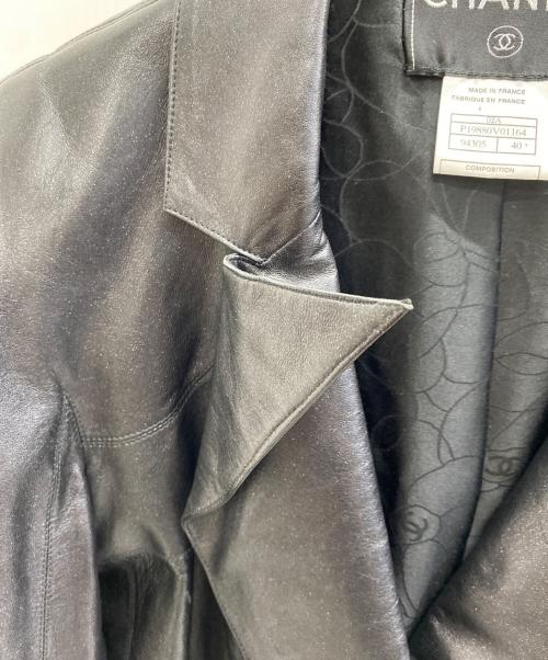 CHANEL（シャネル）CHANEL (シャネル) ラムレザージャケット ブラック サイズ:40の古着・服飾アイテム