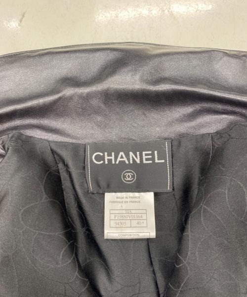 CHANEL（シャネル）CHANEL (シャネル) ラムレザージャケット ブラック サイズ:40の古着・服飾アイテム