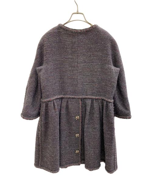 CHANEL（シャネル）CHANEL (シャネル) 00's ツイードノーカラーコート ブラック×パープル サイズ:44の古着・服飾アイテム