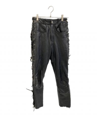中古・古着通販】NO BRAND (ノーブランド) レザーパンツ ブラック