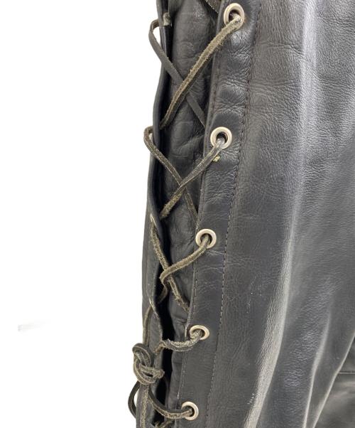 NO BRAND（ノーブランド）NO BRAND (ノーブランド) レザーパンツ ブラック サイズ:Lの古着・服飾アイテム