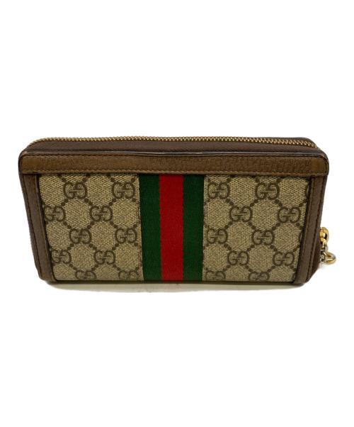 GUCCI（グッチ）GUCCI (グッチ) GGジップアラウンドウォレット ブラウンの古着・服飾アイテム