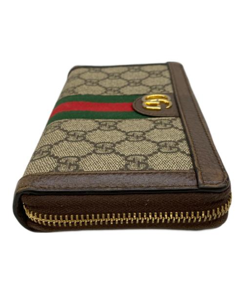 GUCCI（グッチ）GUCCI (グッチ) GGジップアラウンドウォレット ブラウンの古着・服飾アイテム