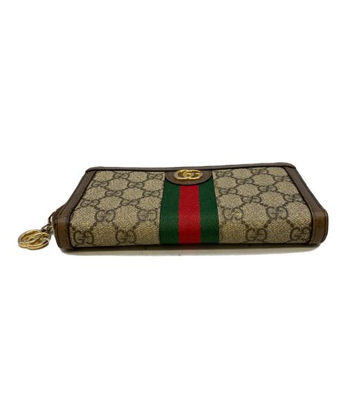 GUCCI（グッチ）GUCCI (グッチ) GGジップアラウンドウォレット ブラウンの古着・服飾アイテム