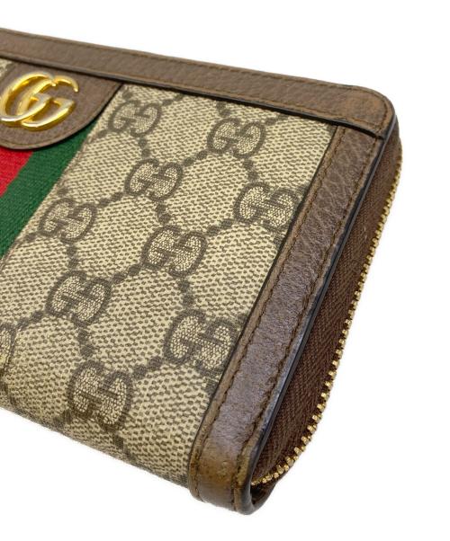 GUCCI（グッチ）GUCCI (グッチ) GGジップアラウンドウォレット ブラウンの古着・服飾アイテム