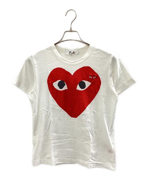 PLAY COMME des GARCONS（プレイコムデギャルソン）PLAY COMME des GARCONS (プレイコムデギャルソン) 半袖カットソー ホワイト×レッド サイズ:Lの古着・服飾アイテム