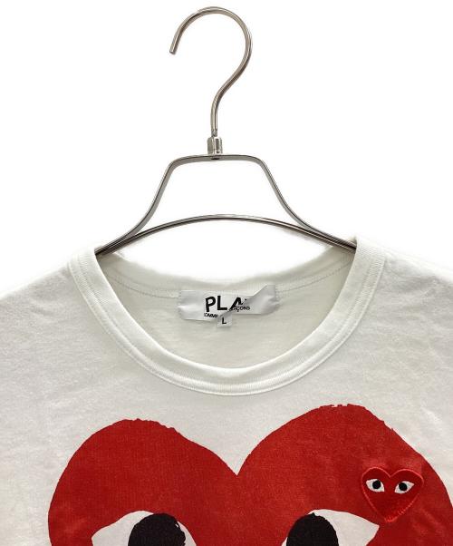 PLAY COMME des GARCONS（プレイコムデギャルソン）PLAY COMME des GARCONS (プレイコムデギャルソン) 半袖カットソー ホワイト×レッド サイズ:Lの古着・服飾アイテム