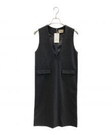 UNITED ARROWS TOKYO（ユナイテッドアローズトウキョウ）の古着「ジャンパースカート Vネックワンピース」｜グレー
