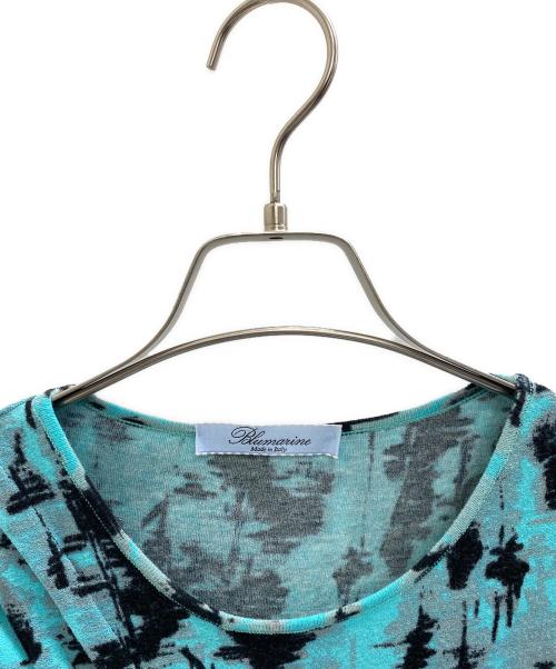 BLUMARINE（ブルマリン）BLUMARINE (ブルマリン) 薄手ニット ブルー×ブラック サイズ:L (UK 38)の古着・服飾アイテム