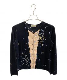 BLUMARINE（ブルマリン）の古着「薄手カーディガン」｜ブラック×ピンク
