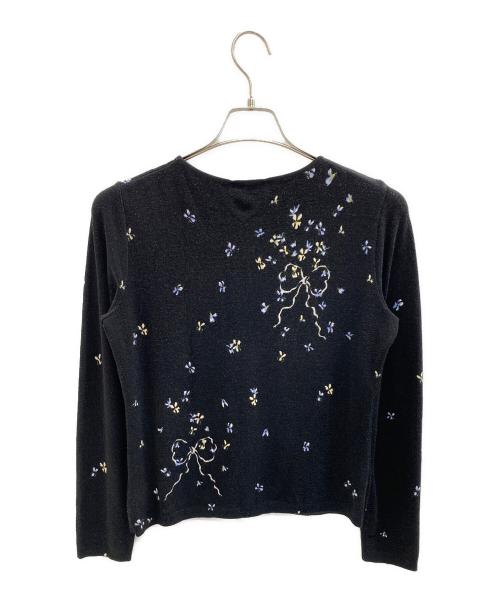 BLUMARINE（ブルマリン）BLUMARINE (ブルマリン) 薄手カーディガン ブラック×ピンク サイズ:L (42)の古着・服飾アイテム