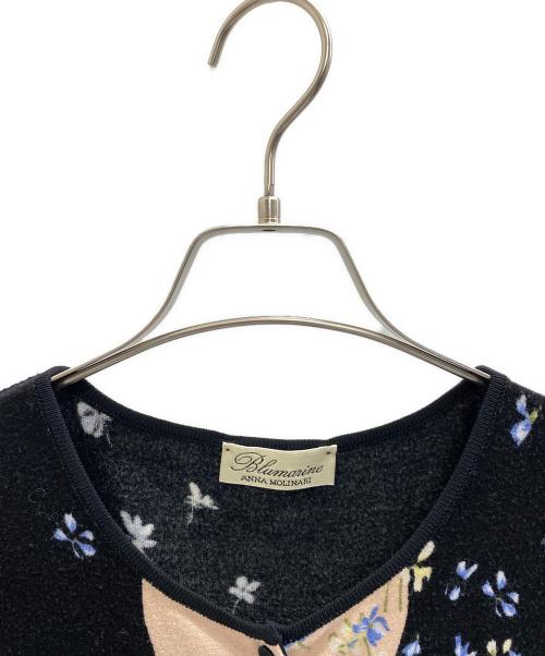 BLUMARINE（ブルマリン）BLUMARINE (ブルマリン) 薄手カーディガン ブラック×ピンク サイズ:L (42)の古着・服飾アイテム