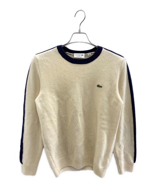 LACOSTE（ラコステ）LACOSTE (ラコステ) 厚手ニット ベージュ×ネイビー サイズ:3の古着・服飾アイテム