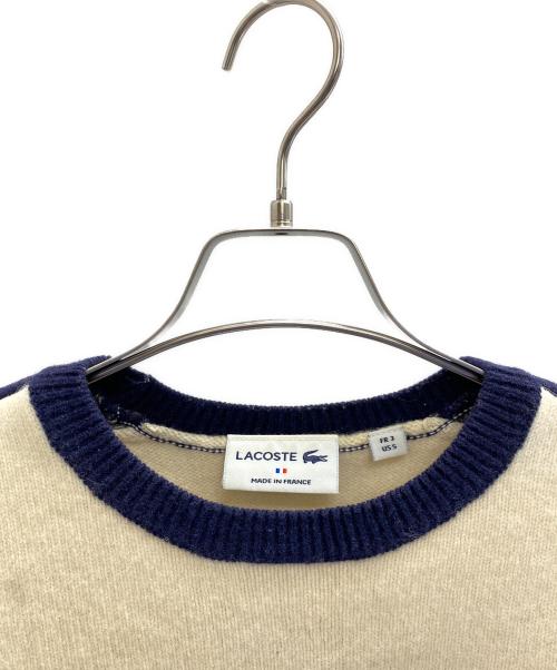 LACOSTE（ラコステ）LACOSTE (ラコステ) 厚手ニット ベージュ×ネイビー サイズ:3の古着・服飾アイテム