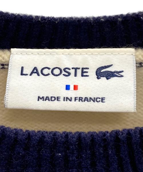 LACOSTE（ラコステ）LACOSTE (ラコステ) 厚手ニット ベージュ×ネイビー サイズ:3の古着・服飾アイテム