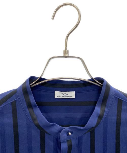ticca（ティッカ）ticca (ティッカ) スタンドカラーL/Sストライプシャツ ネイビー サイズ:Freeの古着・服飾アイテム
