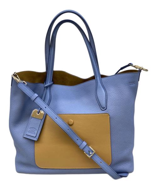 TOD'S（トッズ）TOD'S (トッズ) リバーシブルトート スカイブルー×ベージュの古着・服飾アイテム