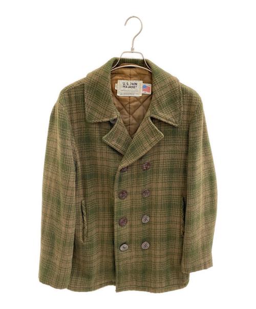 u.s.740N PEA JACKET（ユー・エス・ナナーヨンゼロ・エヌ・ピー・ジャケット）u.s.740N PEA JACKET (ユー・エス・ナナーヨンゼロ・エヌ・ピー・ジャケット) Pコート ブラウン×グリーン サイズ:38の古着・服飾アイテム