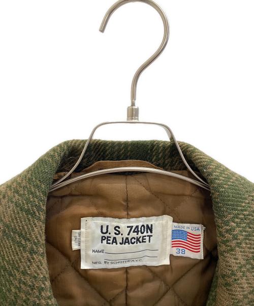 u.s.740N PEA JACKET（ユー・エス・ナナーヨンゼロ・エヌ・ピー・ジャケット）u.s.740N PEA JACKET (ユー・エス・ナナーヨンゼロ・エヌ・ピー・ジャケット) Pコート ブラウン×グリーン サイズ:38の古着・服飾アイテム
