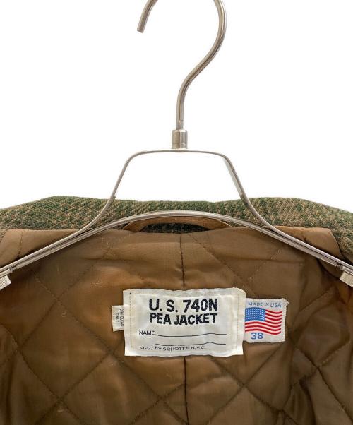 u.s.740N PEA JACKET（ユー・エス・ナナーヨンゼロ・エヌ・ピー・ジャケット）u.s.740N PEA JACKET (ユー・エス・ナナーヨンゼロ・エヌ・ピー・ジャケット) Pコート ブラウン×グリーン サイズ:38の古着・服飾アイテム