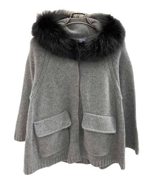 PRADA（プラダ）PRADA (プラダ) 14AW ブルーフォックスファー ニットカーディガン グレー サイズ:M（40）の古着・服飾アイテム