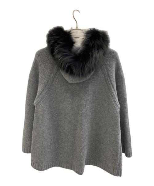PRADA（プラダ）PRADA (プラダ) 14AW ブルーフォックスファー ニットカーディガン グレー サイズ:M（40）の古着・服飾アイテム