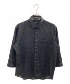 BLACK LABEL CRESTBRIDGEブラックレーベル クレストブリッジ）の古着「シアーシャドーチェックスリークォーターシャツ」｜ブラック