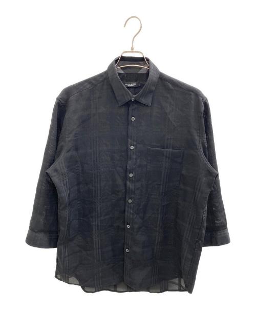 BLACK LABEL CRESTBRIDGE（ブラックレーベル クレストブリッジ）BLACK LABEL CRESTBRIDGE (ブラックレーベル クレストブリッジ) シアーシャドーチェックスリークォーターシャツ ブラック サイズ:Lの古着・服飾アイテム