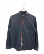 BLACK LABEL CRESTBRIDGEブラックレーベル クレストブリッジ）の古着「パーシャルチェックツイルジャージーシャツ」｜ブラック