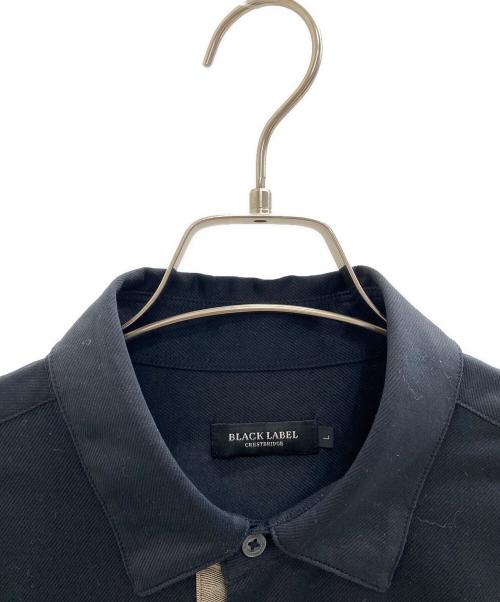BLACK LABEL CRESTBRIDGE（ブラックレーベル クレストブリッジ）BLACK LABEL CRESTBRIDGE (ブラックレーベル クレストブリッジ) パーシャルチェックツイルジャージーシャツ ブラック サイズ:Lの古着・服飾アイテム
