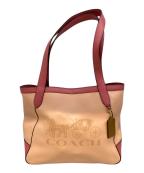 COACHコーチ）の古着「Colorblock With Horse And Carriage Tote」｜オレンジ×ピンク