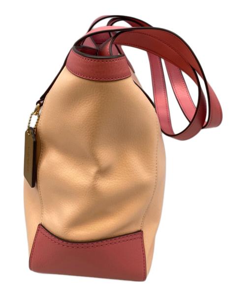 COACH（コーチ）COACH (コーチ) Colorblock With Horse And Carriage Tote オレンジ×ピンクの古着・服飾アイテム