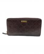 GUCCIグッチ）の古着「ラウンドファスナー財布」｜ダークブラウン