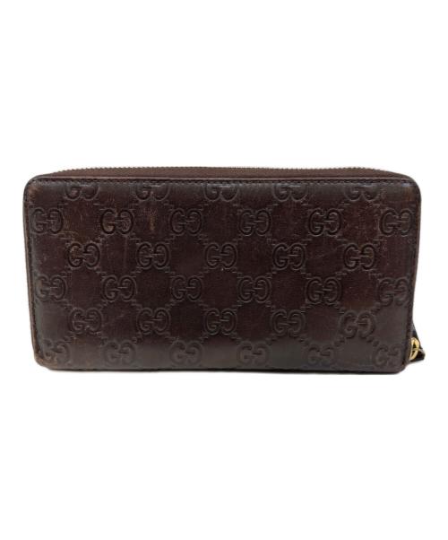 GUCCI（グッチ）GUCCI (グッチ) ラウンドファスナー財布 ダークブラウンの古着・服飾アイテム