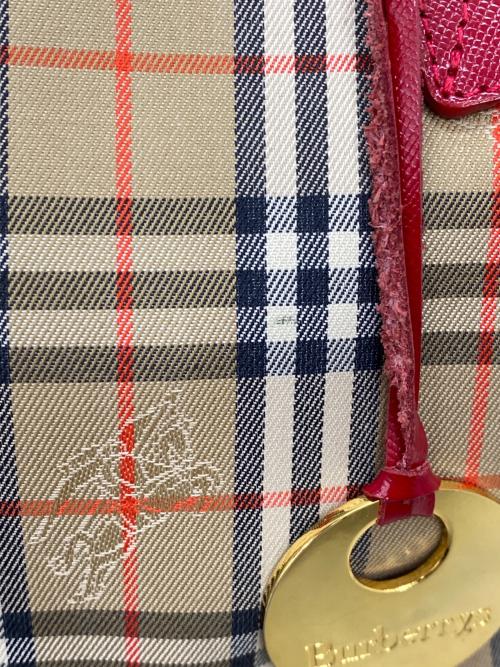Burberry's（バーバリーズ）Burberry's (バーバリーズ) トートバッグ　ノバチェック ブラウン×レッドの古着・服飾アイテム