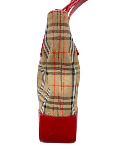 Burberry's（バーバリーズ）Burberry's (バーバリーズ) トートバッグ　ノバチェック ブラウン×レッドの古着・服飾アイテム