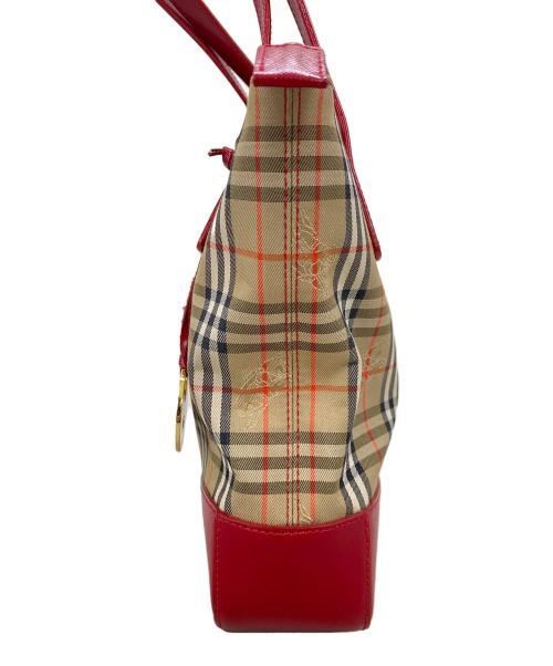 Burberry's（バーバリーズ）Burberry's (バーバリーズ) トートバッグ　ノバチェック ブラウン×レッドの古着・服飾アイテム