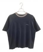 stussyステューシー）の古着「Ss Ringer Tee（リンガーTシャツ）」｜ブラック×グレー