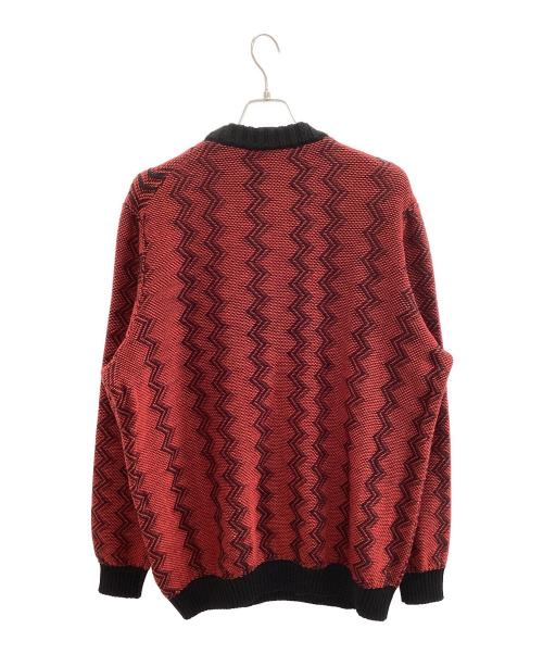 HUGO BOSS（ヒューゴ ボス）HUGO BOSS (ヒューゴ ボス) 厚手ニット レッド×ブラック サイズ:XXLの古着・服飾アイテム