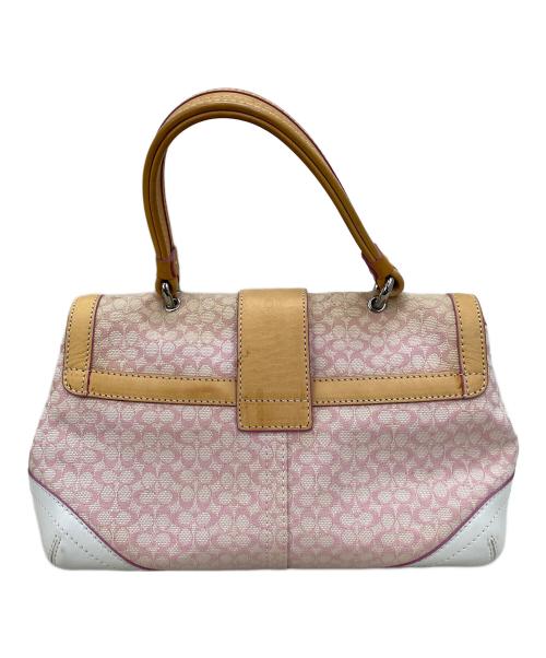 COACH（コーチ）COACH (コーチ) ミニシグネチャー ハンドバッグ ピンク×ホワイトの古着・服飾アイテム