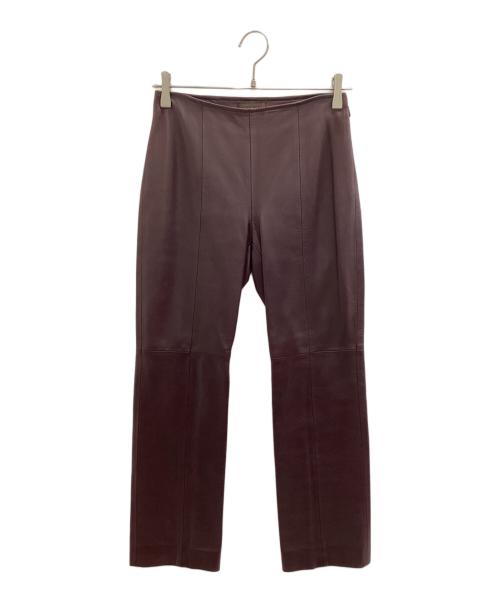LOEWE（ロエベ）LOEWE (ロエベ) ラムレザーパンツ ワインレッド サイズ:34の古着・服飾アイテム