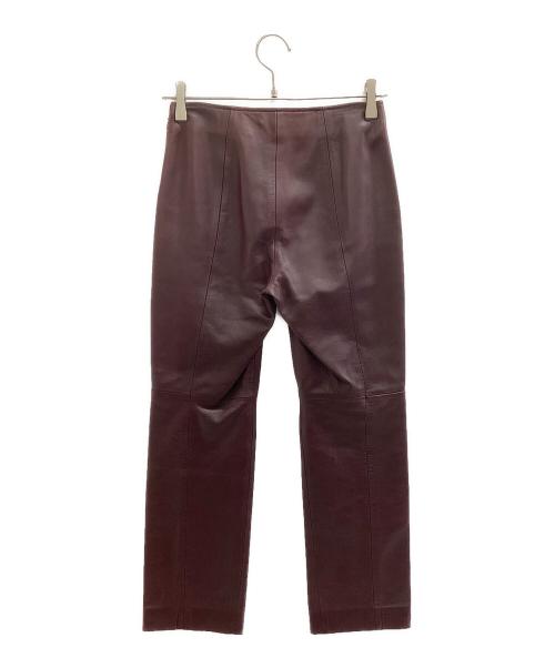LOEWE（ロエベ）LOEWE (ロエベ) ラムレザーパンツ ワインレッド サイズ:34の古着・服飾アイテム