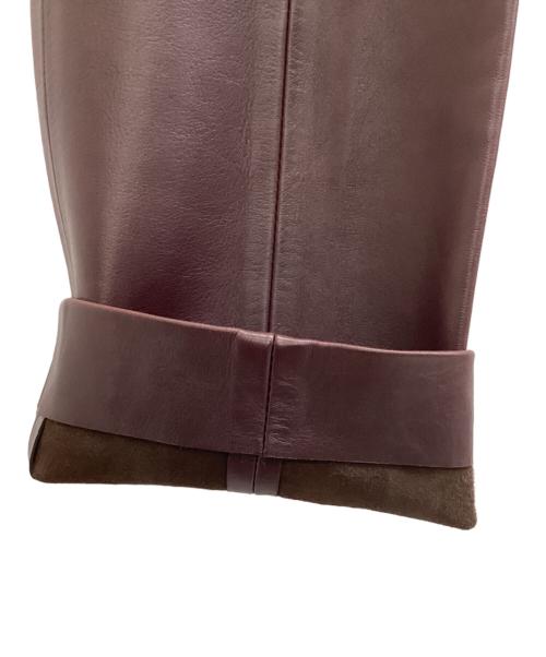 LOEWE（ロエベ）LOEWE (ロエベ) ラムレザーパンツ ワインレッド サイズ:34の古着・服飾アイテム