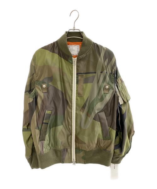 sacai（サカイ）sacai (サカイ) KAWS (カウズ) MA-1 ブルゾン / ボンバージャケット グリーン サイズ:3 未使用品の古着・服飾アイテム