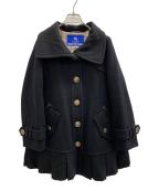BURBERRY BLUE LABELバーバリー ブルー レーベル）の古着「トレンチコートプリーツ Aライン ボリュームカラーコート」｜ブラック
