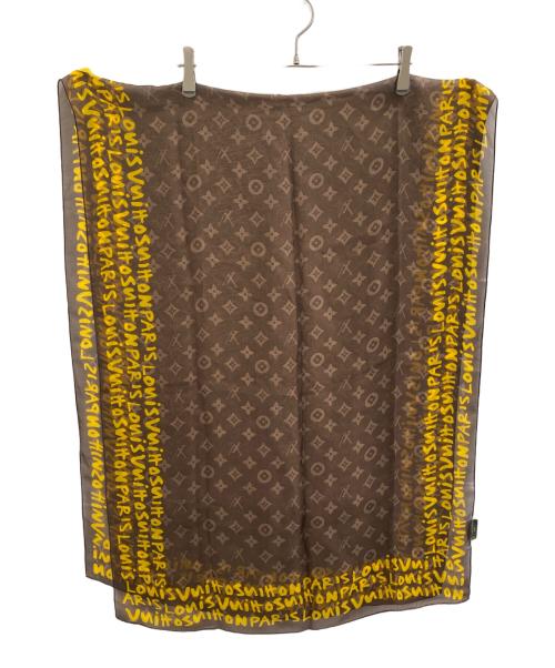 LOUIS VUITTON（ルイ ヴィトン）LOUIS VUITTON (ルイ ヴィトン) シルクスカーフ ブラウン×イエローの古着・服飾アイテム