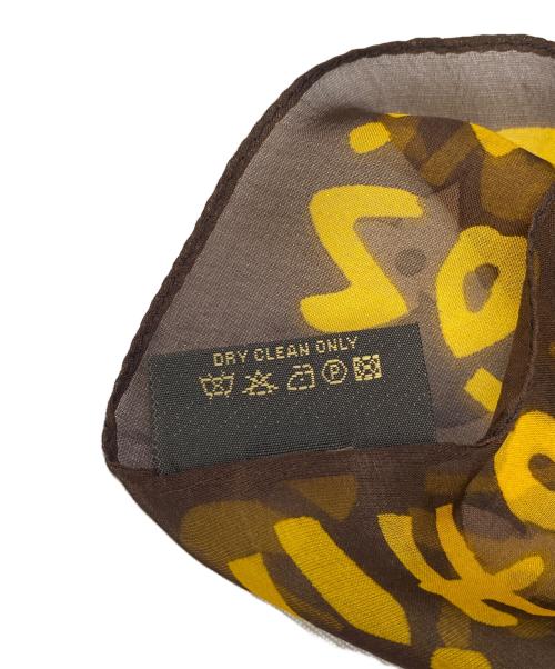 LOUIS VUITTON（ルイ ヴィトン）LOUIS VUITTON (ルイ ヴィトン) シルクスカーフ ブラウン×イエローの古着・服飾アイテム