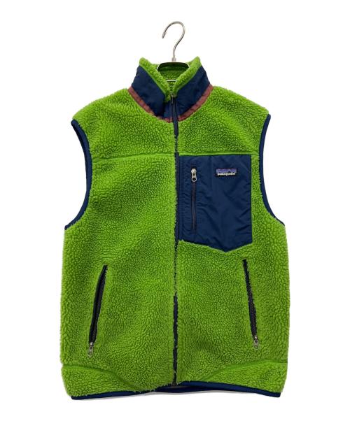 Patagonia（パタゴニア）Patagonia (パタゴニア) フリースベスト グリーン×ネイビー サイズ:Sの古着・服飾アイテム